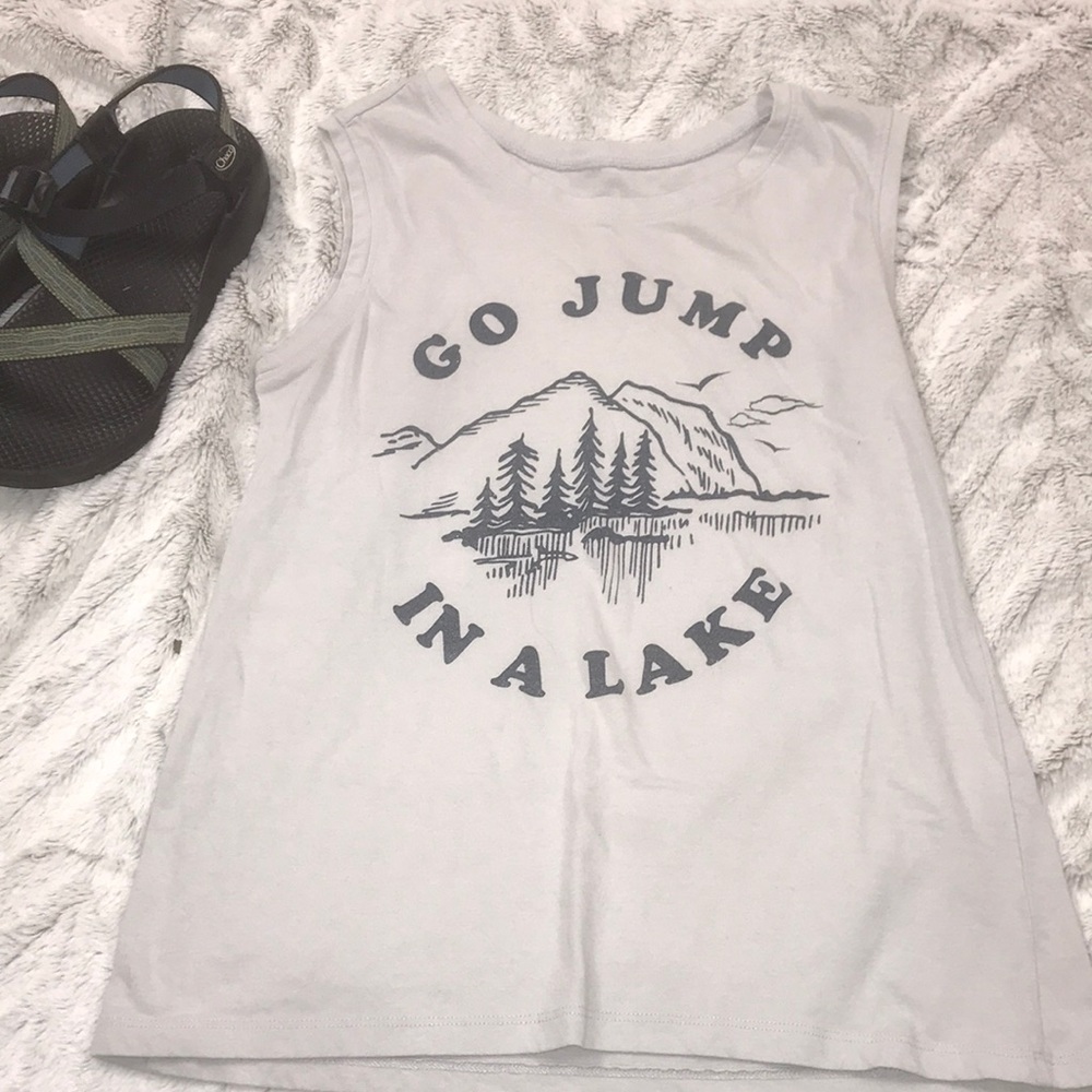 soft blue gold rush tank top